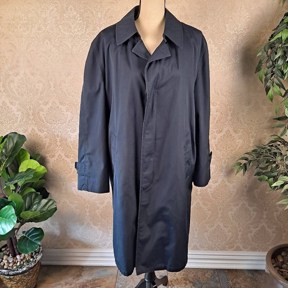 Rothschilds Navy Blue Water Repellent Trench Coat Removable Interior Liner EUC